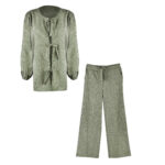 ست تونیک و شلوار زنانه مدل MDSS-CH1960 رنگ سبز